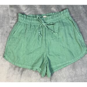 NEW! Faherty Woman’s Laguna Linen Green Bottle Linen Drawstring Shorts Size XS
